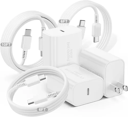 Miniatura 11 de Cargador rápido para iPhone 17 16 15, cable de carga rápida, 6+10 pies USBC a USBC y bloque tipo C de 20W para iPhone 17 Air, 16e, 17 16 15