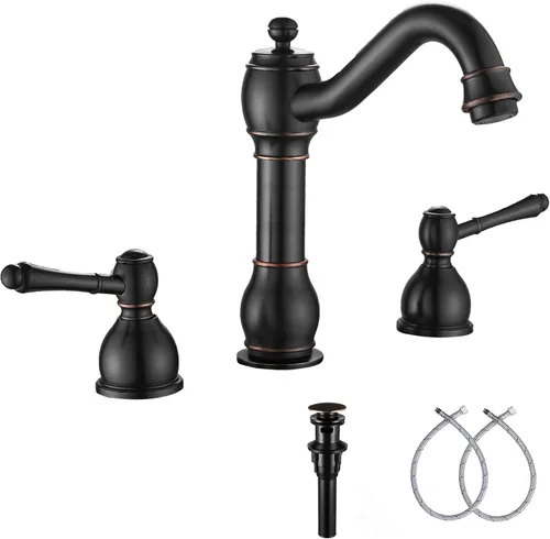 Miniatura 27 de Grifo giratorio de 360 ° con un solo orificio para lavabo de baño, desagüe desplegable a juego sin desbordamiento, bronce aceitado Bronce frotado