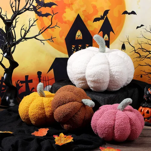 Miniatura 3 de Kajaia 4 almohadas de otoño decorativas de calabaza de Acción de Gracias, almohada de otoño de 11 pulgadas y 7 pulgadas, cojín 3D de Acción