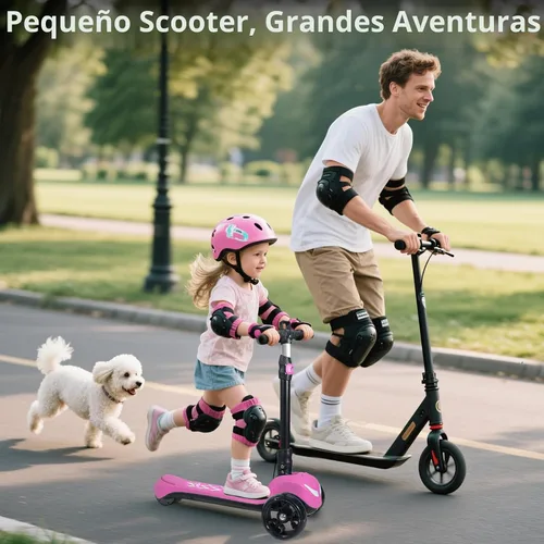 Miniatura 7 de Electric Scooter for Kids Ages 3-12, Full Body Lights Up, Wide Deck, 3 Adjustable Heights, 5MPH Safe Speed, 90min Riding, Foldable 3 Wheel Electric