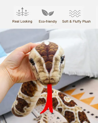 Miniatura 3 de BXT Peluche de serpiente de 7 pies de largo, animal de peluche de serpiente realista, juguete de peluche de serpiente gigante, juguete de broma