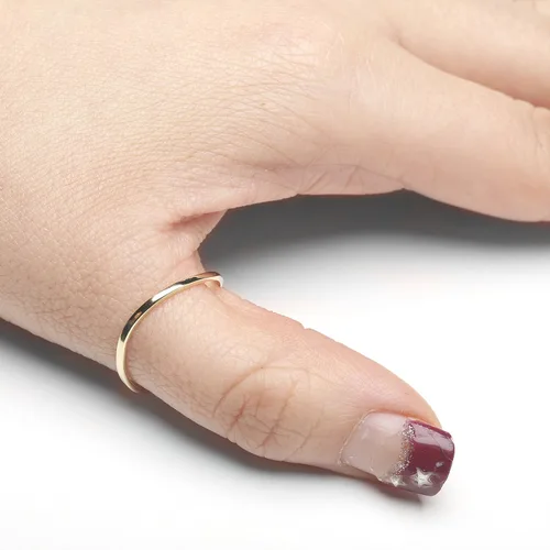 Miniatura 2 de Floreo 10k Fine Gold Thin Comfort Fit Curved Wave Thumb Ring (1.5mm)