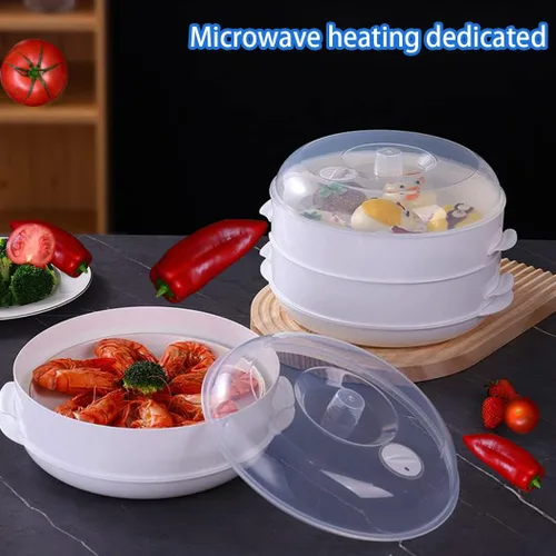 Miniatura 7 de Cubierta para salpicaduras de microondas para alimentos, cubierta de placa de ventilación de vapor sin BPA con mango de fácil agarre, cesta