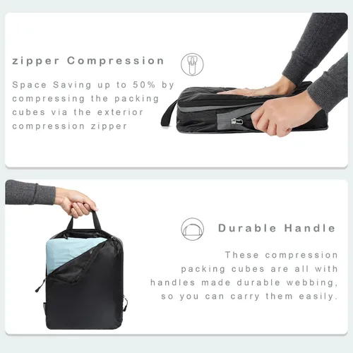 Miniatura 36 de BAGAIL 4 Set/6 Set Ultraligero Compresión Embalaje Cubos Organizador de Embalaje para Accesorios de Viaje Equipaje Maleta Mochila
