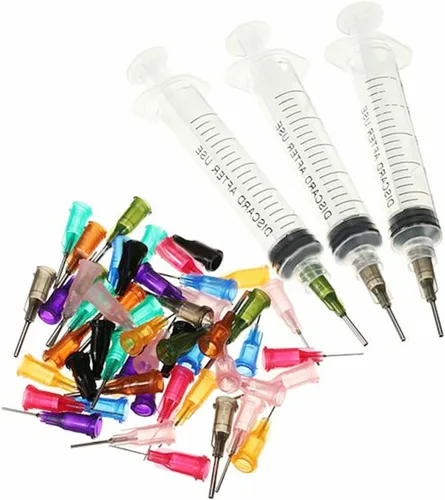Miniatura 14 de Juego de jeringas aplicadoras dispensadoras, 5 jeringas dispensadoras de 10 ml con agujas dispensadoras y tapas para manualidades de quilling