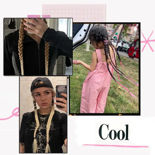 Miniatura 6 de Extensiones de cola de caballo, 2 piezas sintéticas con banda de pelo envolvente alrededor de las extensiones de cabello trenzadas, cola de moño