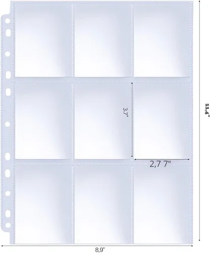 Miniatura 2 de HERKKA Páginas de funda para tarjetas coleccionables, paquete de 100 9 páginas de álbum de bolsillo, 11 agujeros, para carpeta de 3 anillas