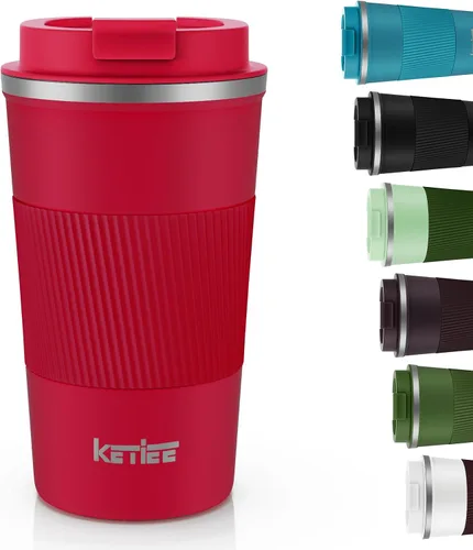 KETIEE Taza de Café de Viaje a Prueba de Derrames 12oz, Taza de Viaje Aislada para Llevar, Taza de Café Reutilizable con Tapa Sellada, Vaso de Acero