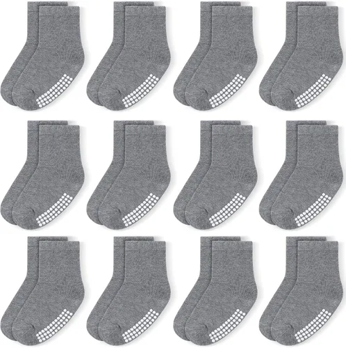 Miniatura 11 de JAKIDAR Paquete de 12 calcetines de algodón con agarre antideslizante para niños y niñas