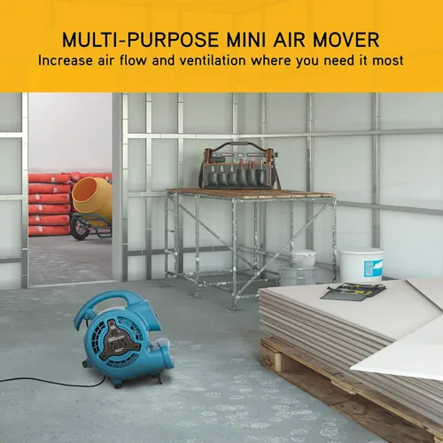 Miniatura 8 de XPOWER P-80A Mini Mighty - Ventilador de aire centrífugo de 138 W 600 CFM, secador de alfombras, ventilador de piso, soplador, apilable, conexión
