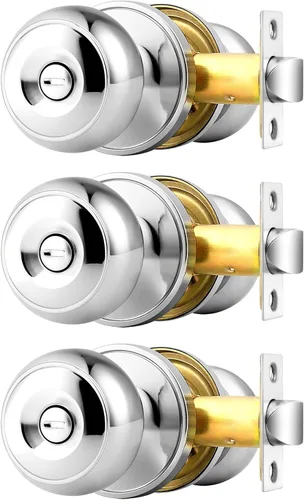 Miniatura 20 de Probrico - Perillas de puerta de negro mate, manijas de puerta con cerradura y perilla, manijas de puerta interior sin llave para baño y dormitorio