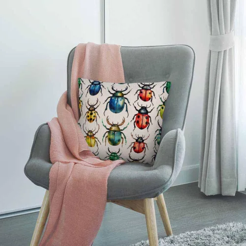 Miniatura 3 de HGOD DESIGNS Beetles - Funda de almohada, decorativa, diseño de escarabajo, acuarela, hexápodo, insecto, algodón, lino, para exteriores, interiores