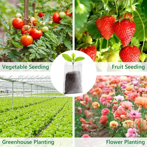 Miniatura 7 de GREANER 200 bolsas de vivero de plantas, 3.5 x 4.7 pulgadas, bolsas de cultivo de plantas de tela biodegradable no tejida, macetas de plantas