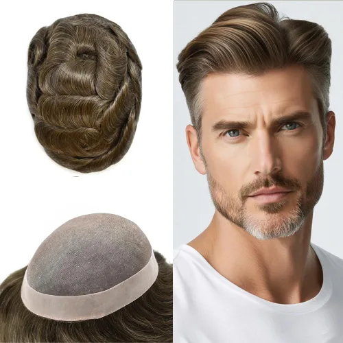 Miniatura 31 de Mens Toupee Hair Piece For Men Fine Mono Men Hair System Toupee For Men Hair Piece Real Human Hair System For Men Protesis Capilar Para Hombre 6x9