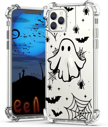 Miniatura 35 de Funda de Halloween para Google Pixel 6A transparente con diseños de murciélagos fantasmas, funda para teléfono para niñas, elegante, delgada, a