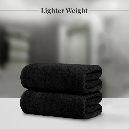 Miniatura 3 de Tens Towels - Paquete de 2 sábanas de baño extra grandes de 35 x 70 pulgadas, 100% algodón, más grandes y más ligeras, secan más rápido, súper Negro