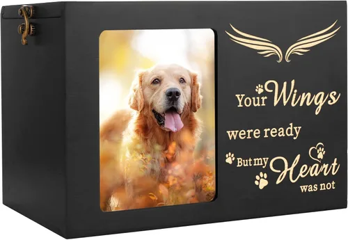Miniatura 9 de Urnas conmemorativas para mascotas para cenizas de perro o gato, grandes urnas de funeral de madera para cremación con marco para fotos, caja