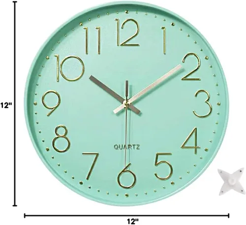 Miniatura 8 de Reloj de pared de 12 pulgadas, silencioso, de cuarzo, funciona con pilas, para el hogar, cocina, oficina, escuela, sala de estar, decoración