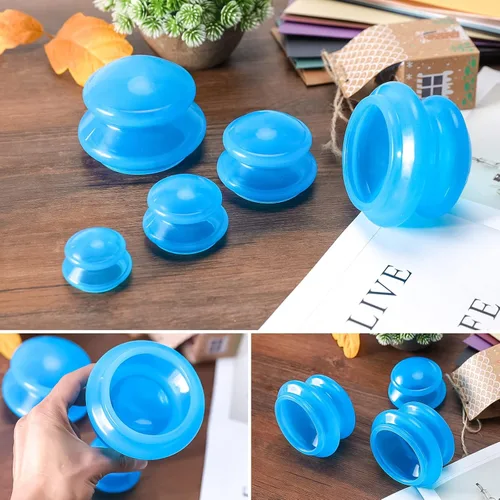 Miniatura 6 de Juego de terapia de ventosas de silicona de 4 tamaños, terapia de ventosa profesional para estudio y uso doméstico, succión más fuerte mejor