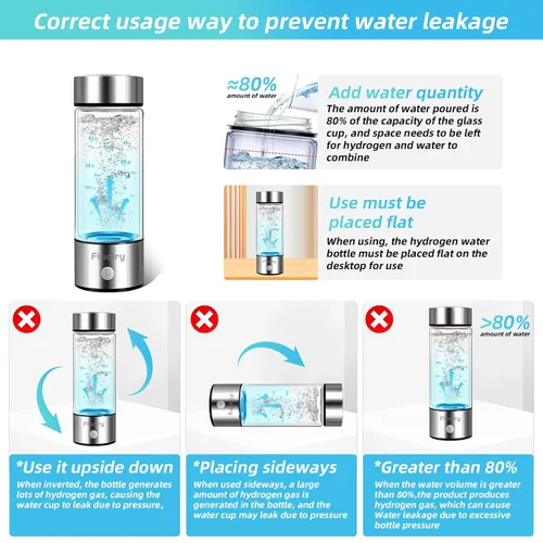 Miniatura 8 de Botella de agua de hidrógeno, generador de agua de hidrógeno Fiudiry mejora la calidad del agua en 3 minutos con tecnología avanzada SPE y PEM