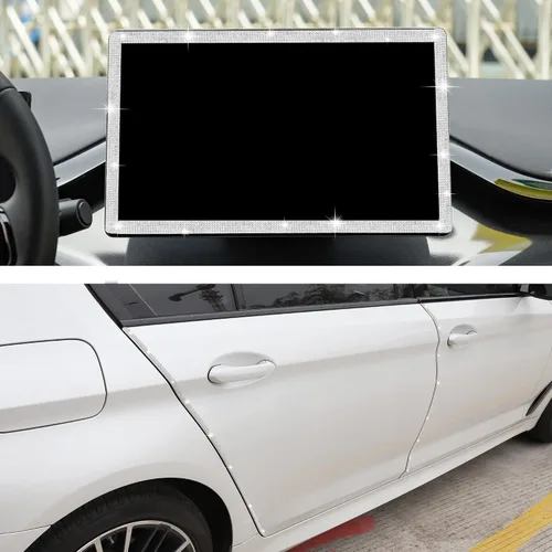 Miniatura 5 de TOMALL Bling Protector de Puerta de Coche con Parachoques de Cristal Antiarañazos, Tira de Cristales Adhesiva para Protector de Parachoques de Blanco