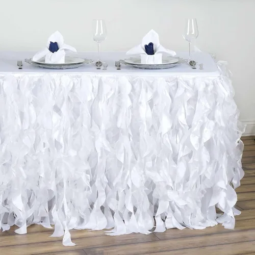 Miniatura 13 de Efavormart - Falda de mesa de tafetán de sauce rizado de 14 pies para cocina, comedor, catering, boda, fiesta de cumpleaños, eventos, color rubor