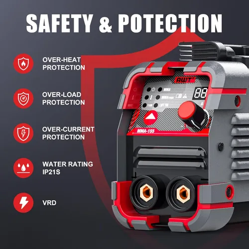 Miniatura 9 de AWT Soldador de palo 155Amp Mini soldador 2 en 1 Soldador ARC/elevación TIG máquina de soldadura 110/220V con VRD, pantalla digital IGBT Inverter