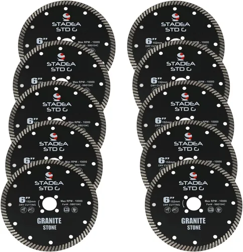 Miniatura 24 de SBD101C Hoja de sierra de diamante de 4 pulgadas de corte continuo turbo seco - Corta granito cuarcita, compatible con amoladora, cortador