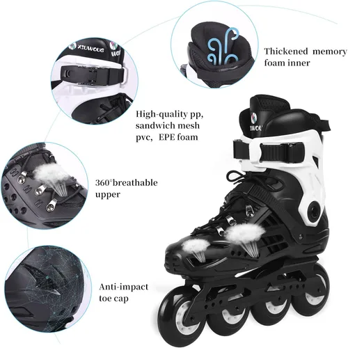 Miniatura 2 de Patines en línea para mujeres y hombres, patines en línea para adultos, rodamientos de acero al carbono ABEC-7, ruedas de poliuretano 85A de 0.157 x