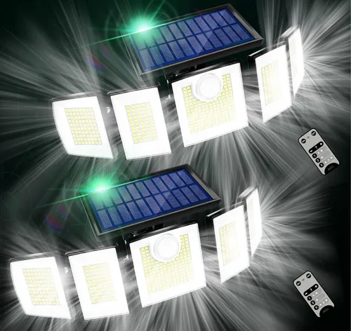 Miniatura 16 de MDCMDCM Luces solares para exteriores, sensor de movimiento impermeable, 416 LED, 3000 lúmenes, súper brillante, 3 brillo; 3 modos, iluminación