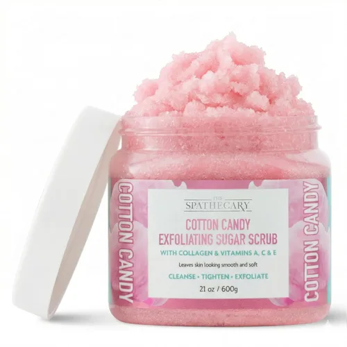 Cotton Candy Sugar Scrub - Exfoliante e hidratante con colágeno y vitamina A, C y E para ayudar a suavizar, suavizar y nutrir la piel radiante,