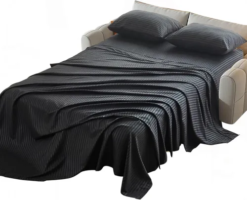 Miniatura 9 de Kingnex Sábanas a rayas para sofá cama de 36 x 72 pulgadas, tamaño individual para sofá cama, microfibra suave de doble cepillado 1800, 3 piezas