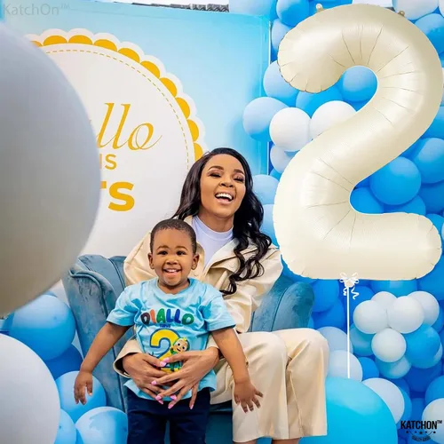 Miniatura 1169 de KatchOn, Globo grande azul número 2 de 40 pulgadas Decoraciones de cumpleaños de Baby Shark para niño de 2 años Globo azul número 2 Globo