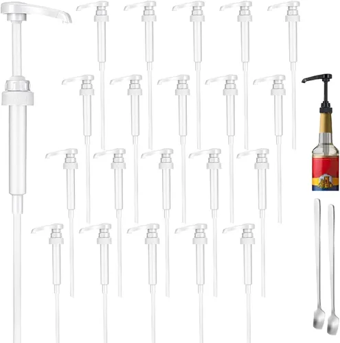 20 paquetes de dispensador de jarabe de café blanco, compatible con botellas de 25.4 onzas, ideal para mezclas de bebidas del hogar y cafetería, té,