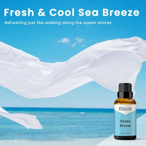 Miniatura 2 de Aceite aromático Ocean Breeze – ESSLUX Aceites esenciales para difusor, fabricación de jabón de velas, aromas frescos y limpios, masaje perfumado