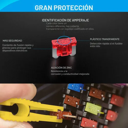 Miniatura 5 de Nilight 50019R - 272 fusibles de cuchilla estándar, mini y de perfil bajo, fusibles de repuesto de 2A, 5A, 10A, 15A, 20A, 25A, 30A, 35A