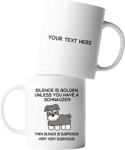 Miniatura 9 de Silence is Golden Unless You Have A Schnauzer Dog Mom Dad Pet Lover - Taza de cerámica para café (negro, 11 onzas)