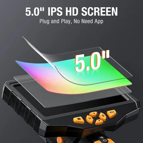 Miniatura 3 de Teslong Cámara de Inspección, Cámara de Boroscopio de Doble Lente con Luz, NTS300 Endoscopio Industrial IPS de 5", 1080P Impermeable Flexible