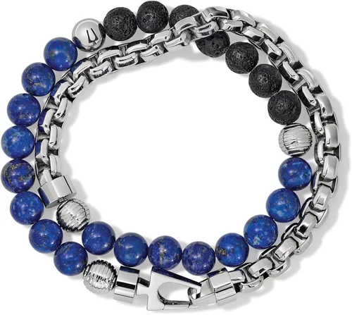 Miniatura 5 de Bulova Jewelry Men's Classic Double-Wrap Box Chain and Beaded Bracelet with Tuning Fork Closure