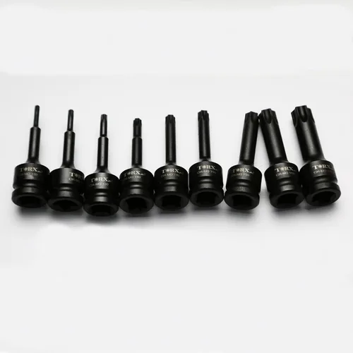 Miniatura 2 de TEMO 9 pc 3 pulgadas de largo Torx Star 6 puntos Negro Impact Bit Socket Auto Repair Tool Set 1/2 pulgadas Square Drive