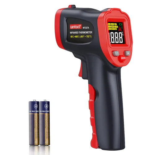 Wintact Pistola termómetro de temperatura infrarroja, pistola de temperatura láser digital sin contacto, superficie de medición y temperatura