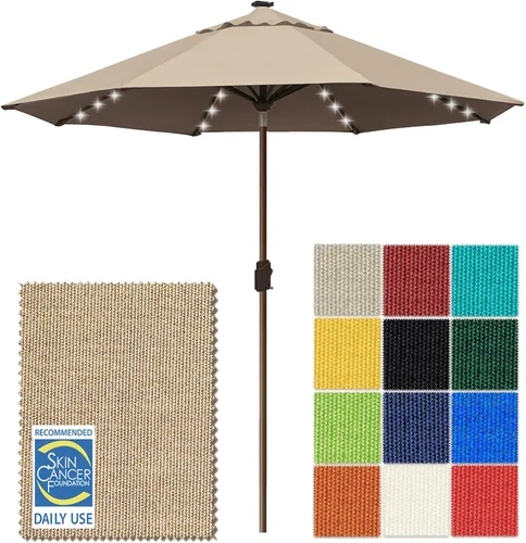 Miniatura 40 de EliteShade - Sombrilla solar de 9 pies / 2.74 metros, con 80 luces LED para patio, mesa al aire libre, con ventilación y cubierta que no se decolora