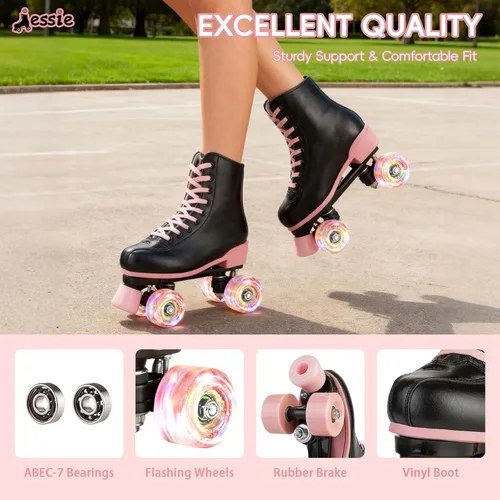 Miniatura 3 de Jessie Patines altos con estampado de cebra para mujeres y hombres, cuatro ruedas brillantes para adultos y jóvenes al aire libre, con bolsa