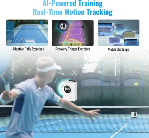Miniatura 3 de PONGBOT Máquina de pelotas de tenis, aplicación y control remoto, taladros personalizados, capacidad de 150 bolas, máx. 80 mph, más de 80 horas