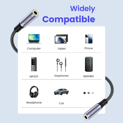 Miniatura 2 de MOSWAG TRRS - Conector auxiliar hembra a hembra de 0.138 in, adaptador de enchufe estéreo de 4 polos, cable de extensión de audio para portátiles
