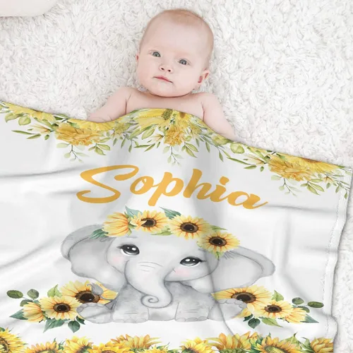 Miniatura 2 de Mantas de bebé personalizadas con nombre, mantas lindas para recién nacidos, manta suave y agradable a la piel, regalo memorable para cumpleaños