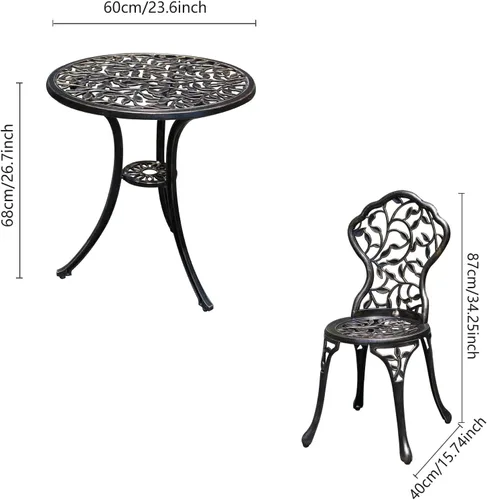 Miniatura 6 de JARDIN DE CENTENNIAL - Juego de bistró para patio. Juego de mesa de bistró de aluminio fundido resistente al óxido con agujero para paraguas