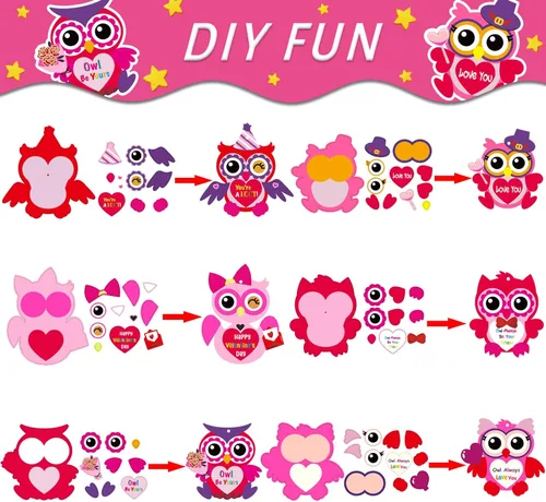 Miniatura 3 de Chiazllta 30 piezas de kits de manualidades para San Valentín, kit de manualidades DIY de búho para San Valentín, kit de manualidades de corazón