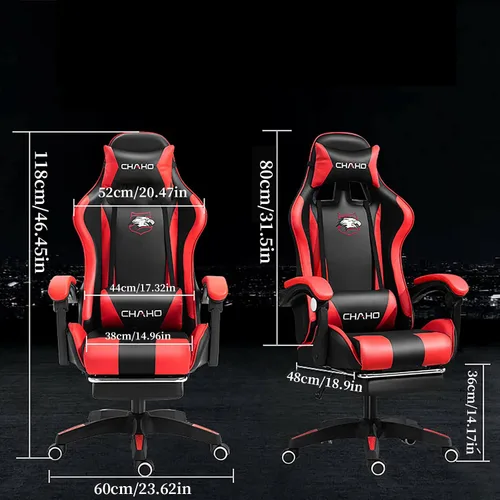 Miniatura 2 de KEUVEN Silla para videojuegos, silla de computadora con reposapiés y soporte lumbar, silla de juego ajustable en altura con asiento giratorio