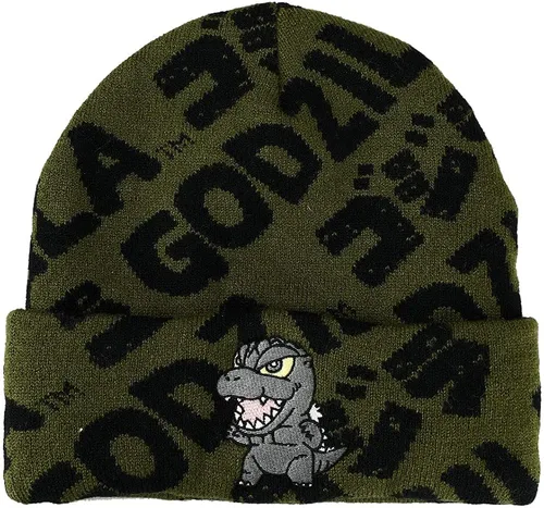 Godzilla AOP Magic Jacquard bordado gorro para hombre con logotipo verde oliva y negro Negro -